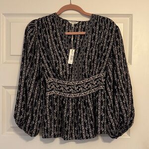 Brand New With Tags Max Studio Black and White Patterned Blouse